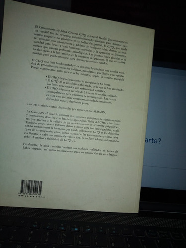 Cuestionario De Salud Mental Ghq Golberg Con Fichas