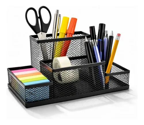 Organizador de Mesa Telado Escritorio Metal Aramado 4 Divisorias