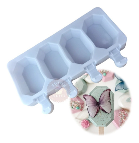 Molde Silicona Paleta Helado Diamante Chica X4 Cavidades 