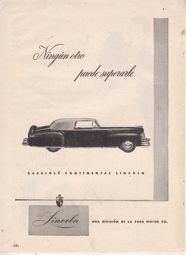 Años 40 Automovil Cabriolet Lincoln Publicidad Vintage Ford 