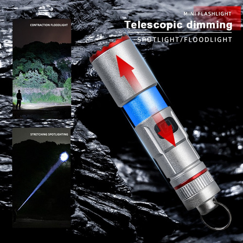 Linterna Led Zoom Con Linterna De Emergencia Impermeable De