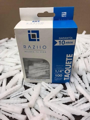 Taquete Plástico 1/4 Raziio (100 Piezas Por Caja)