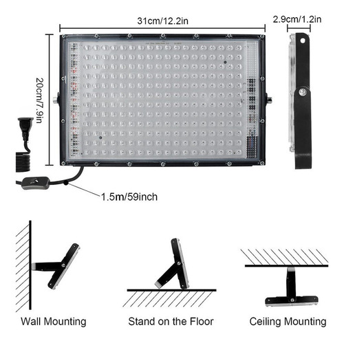 Paquete De 2 Luces Negras De Led Uv De 300w, Reflector