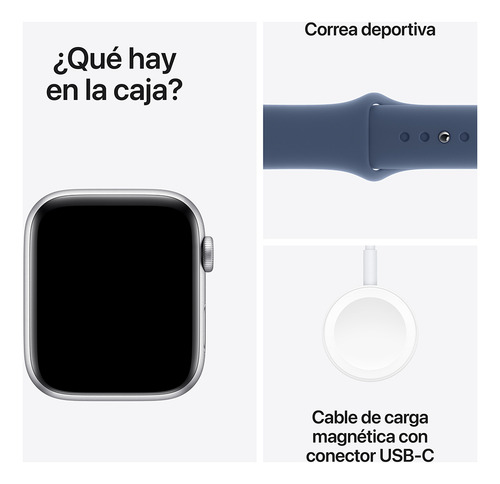 Apple Watch Se Gps + Cellular 44mm Con Correa S/m Plata Plata Correa Deportiva Azul Denim Plata