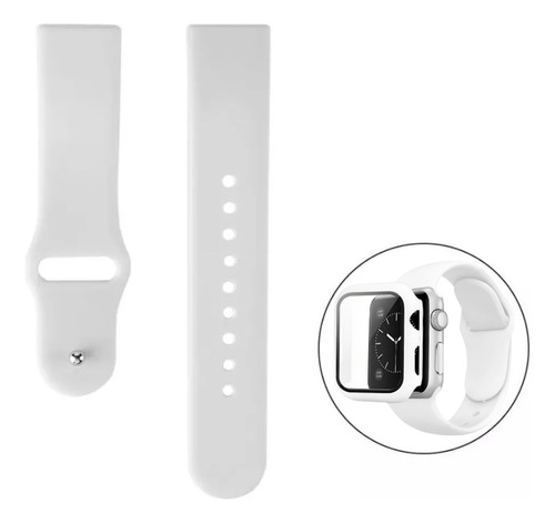 Kit Correa 38mm 40mm Silicona Con Case Para Smartwatch Blanc