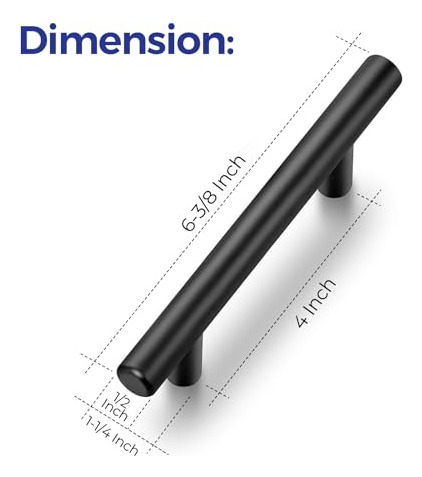 Tiradores De 12.7 Cm Para Alacena De Cocina Negro Mate