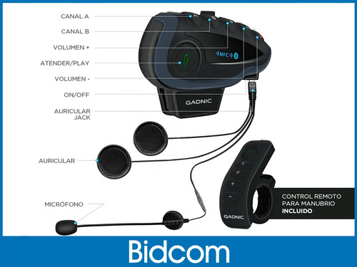 Imagen 7 de 10 de Intercomunicador Inalámbrico Moto Gadnic Kit X4 Bluetooth