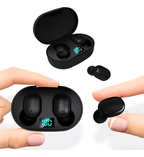 Fone De Ouvido Bluetooth Sem Fio Tws Microfone Led Preto Preto
