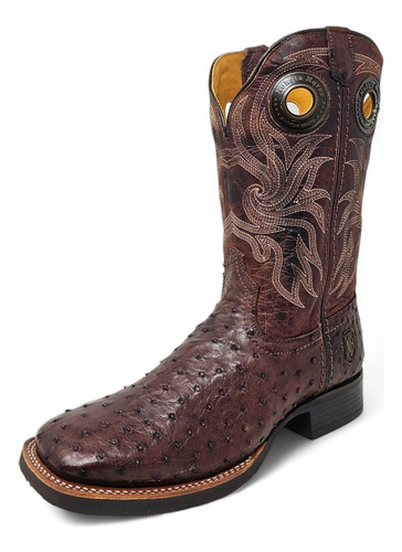 Bota Vaquera Nh Exótica Avestruz Original Textura Autentica