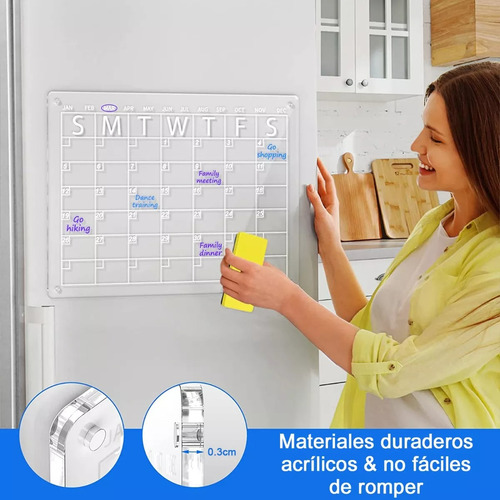 Pizarra De Planificación Transparente Calendario+8 Bolígrafo