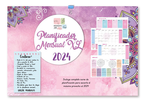 Planificador Mensual Xl 2024 Encolado Mandalas Planner