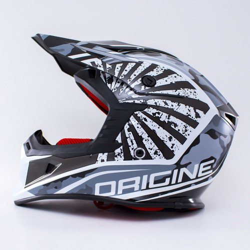 Imagen 3 de 5 de Casco Cross Origine V325 Loop Gris Con Cierre Doble Anilla