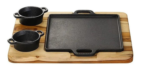 Tabua C/ Chapa De Ferro Fundido P/ Porções Carne Petisqueira