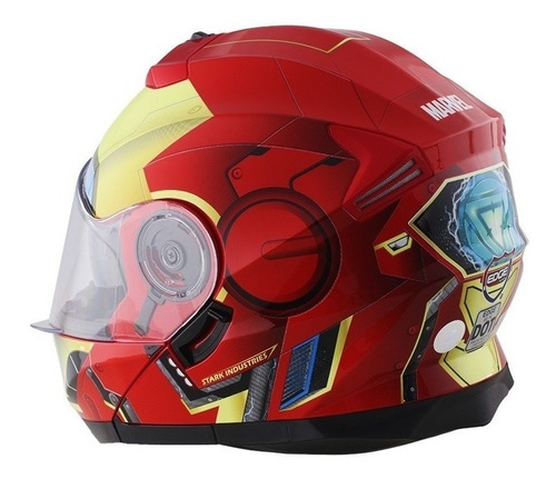 Casco Abatible Edge Marvel Iron Man Moto Certificado Dot Color Rojo/Oro Brillo Tamaño del casco XL(61-62 cm)