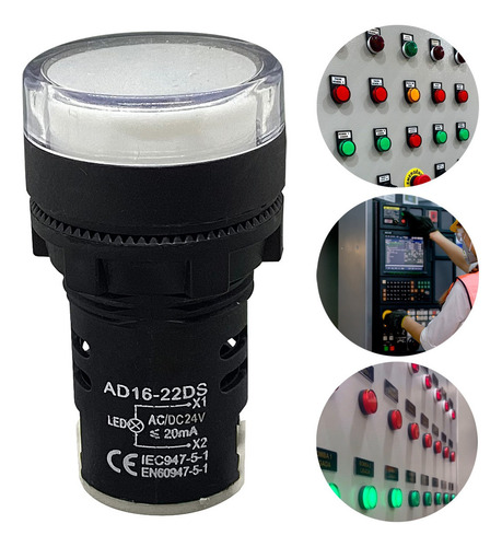 Sinaleiro Led Iluminado 22mm Am/az/bc/vd/vm 24v 1un Branco