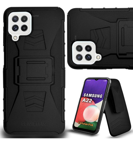 Funda Protector P/ Samsung A22, Uso Rudo Con Clip