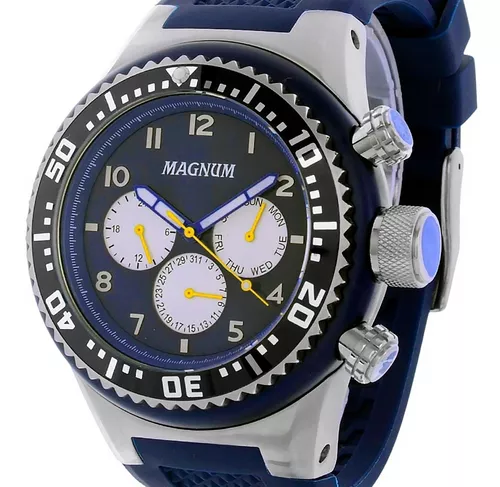 Relógio Magnum Masculino Sports MA34414T Pulseira Borracha