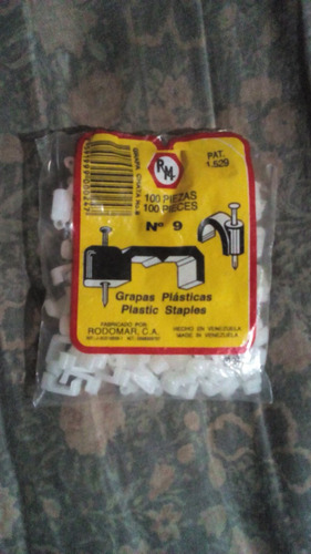 Grapas Plasticas N°9 9mm Cables Electricidad 100 Und