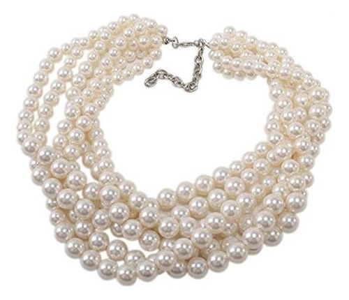 Collar De Gargantilla Corta Con Pechera Gruesa Y Cuentas Bla
