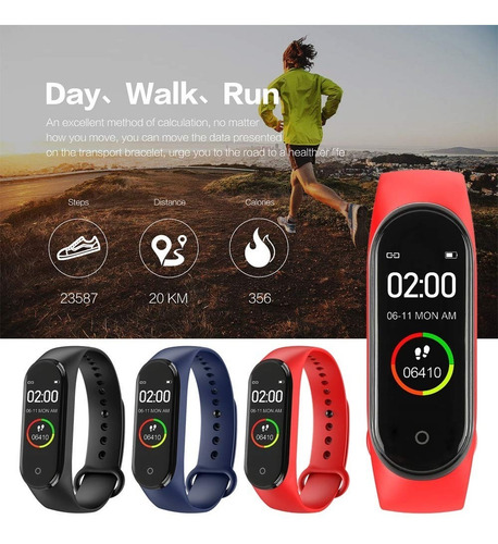Imagen 7 de 8 de Smartband M4 Pulsera Inteligente Botón Táctil Sensor