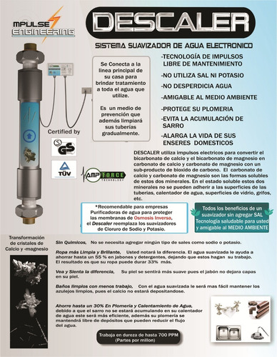 Sistema Descaler Para Suavizar El Agua Sin Uso De Sal