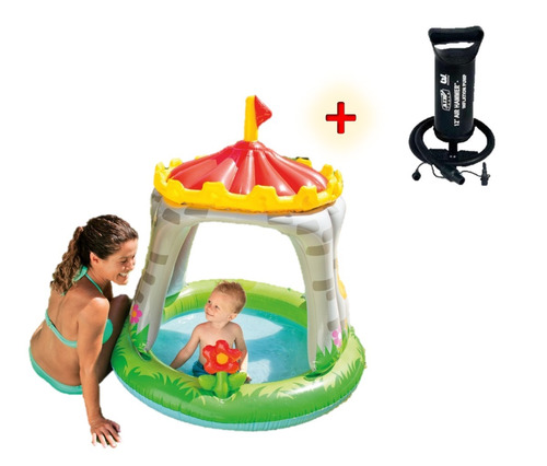 Pileta Inflable Intex Castillo Con Techo Pelotero + Inflador