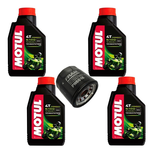 Kit Filtro Fram 4l Aceite Motul 5100 R1 Gsxr 1000 1000rr