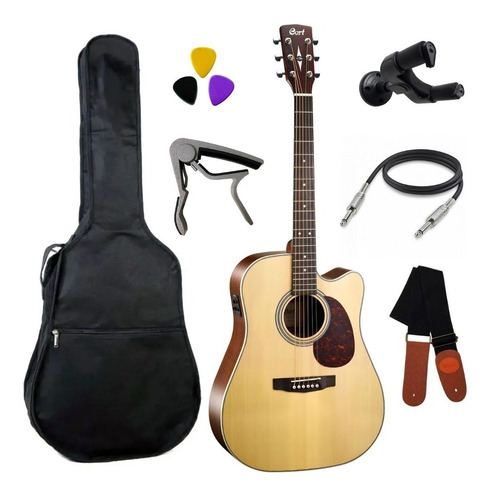 Kit Violão Cort Mr 600f Ns Eletroacustico + Nf E Grtia