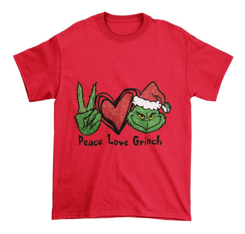 Polera Unisex Love Paz Navidad Grinch Algodon Estampado