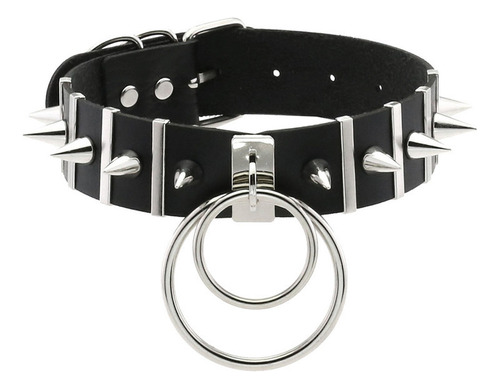 Collar De Piel Punk Con Tachuelas Estilo Punk Gótico