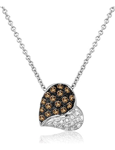 White And Chocolate Diamond With Gemstone Heart Pendant