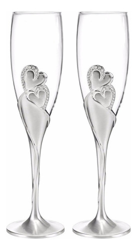 Copas De Cristal Vidrio Boda Novios Fiesta Para Brindis Color Transparente