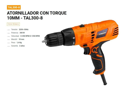Imagen 4 de 9 de Taladro Atornillador Lusqtoff Electrico 300w 10mm Torque P