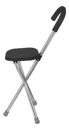 Baston Con Asiento Para Descaso Plegable De 3 Apoyos Negro