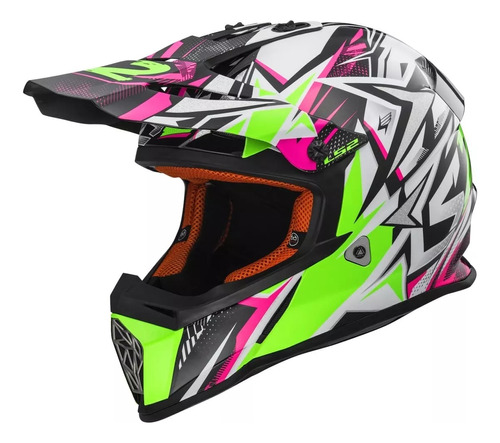 Casco Para Moto Mini Strong Blanco Verde Rosado