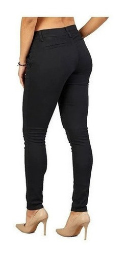 Imagen 2 de 6 de Pantalon Oggi Jeans Mujer Gabardina Negro Chinos Skinny