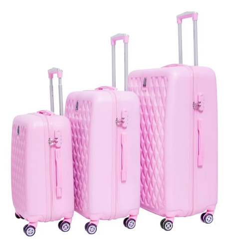 Juego Maletas Set Kit 3 Rigidas Viaje Ejecutiva Maleta Rosa | Envío gratis