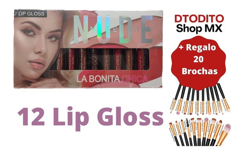 Set 12 Pzs Matte Lipgloss Labiales Nude Larga Duración