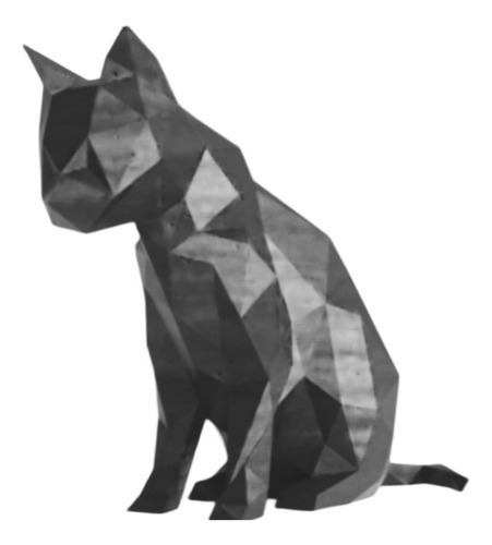 Adorno Decoración Gato Sentado Low Poly