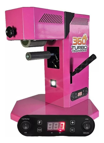 Prensa Transfer Giro 360 A Mais Completa 9x1 Cor Rosa 110v