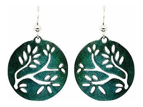 Green Spring Tree Earrings By Non-tarnish Sterling Silver Fr