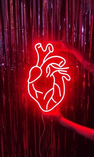 Cartel Corazón Anatómico En Neón Led Deco - Luminoso