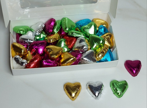 50 Corazones De Chocolate Macizo, Ideal Souvenirs 