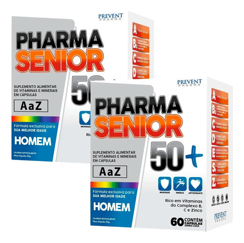 Pharma Senior Homem 50+ Imunidade Energia 120 Caps Prevent Sabor Neutro