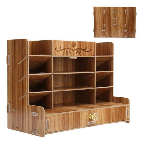 Organizador De Papelería, Almacenamiento De Madera, Innovado