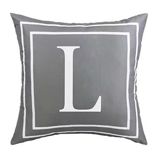 Funda De Almohada Gris Letras Del Alfabeto Inglés L ,...