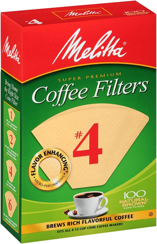 Filtros De Café En Forma De Cono Melitta #4, Marrón Natural,