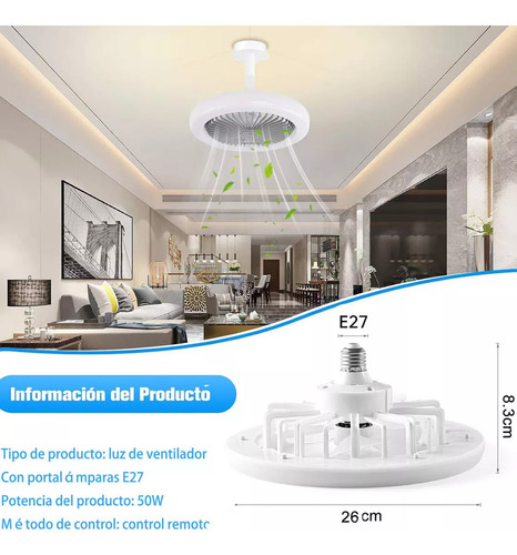 Ventilador De Techo Con Control Remoto Lámpara-ventilador Multifuncional Con Tres Tonos De Luz Ajustables Para Dormitorios Y Salones.
