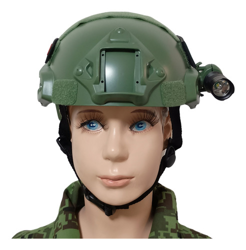 Casco Táctico Militar Con Lampara Recargable Para Niño Verde Lampara Y 3 Parches