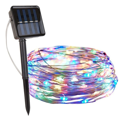 Cordão Fio De Luz 20metros 200 Leds 8 Funções Solar P/natal